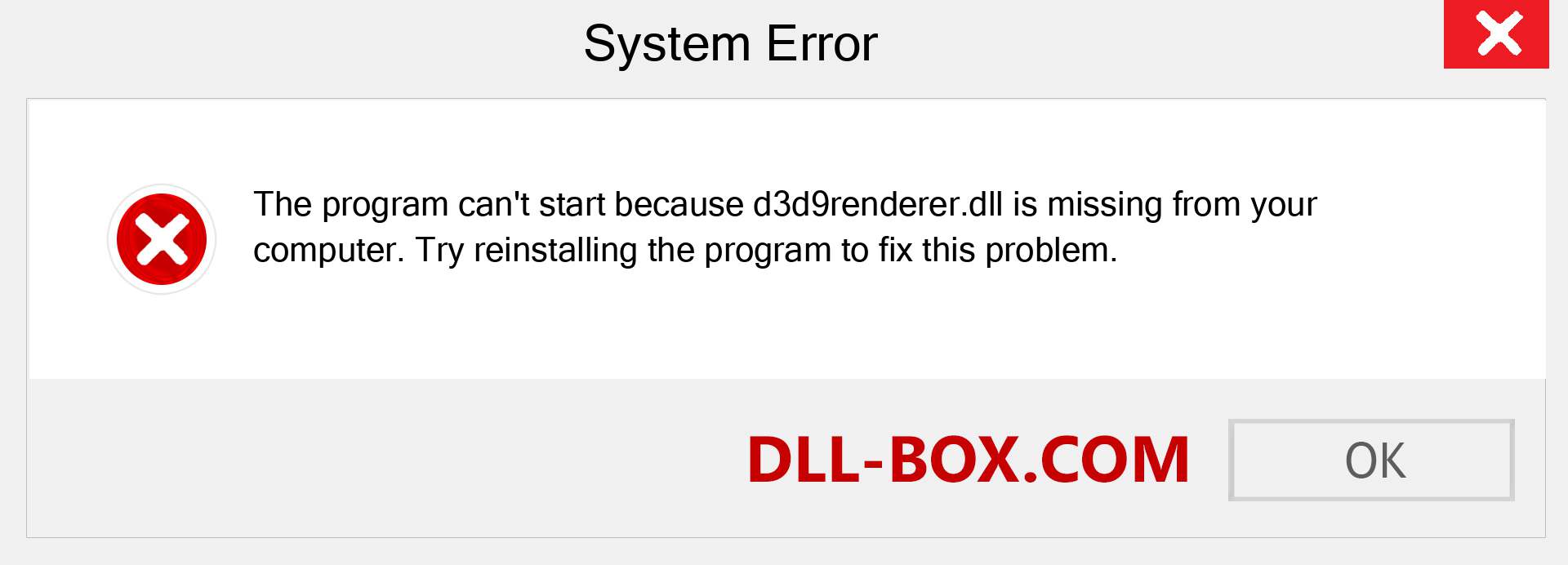  d3d9renderer.dll file is missing?. Download for Windows 7, 8, 10 - Fix  d3d9renderer dll Missing Error on Windows, photos, images